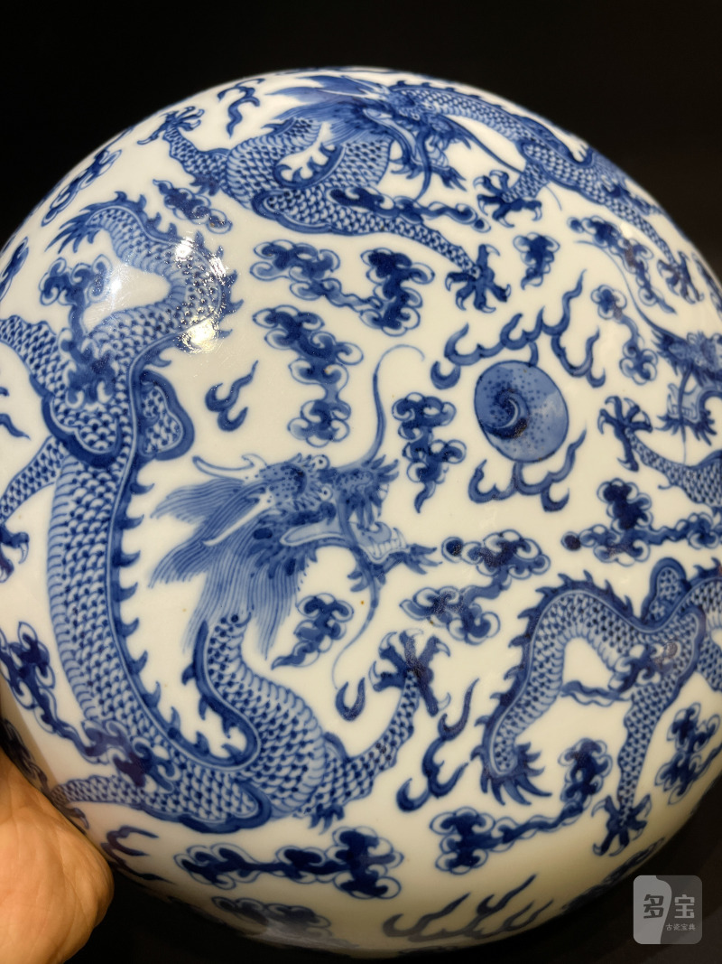 清晚期 青花云龙戏珠纹捧盒 - 图6
